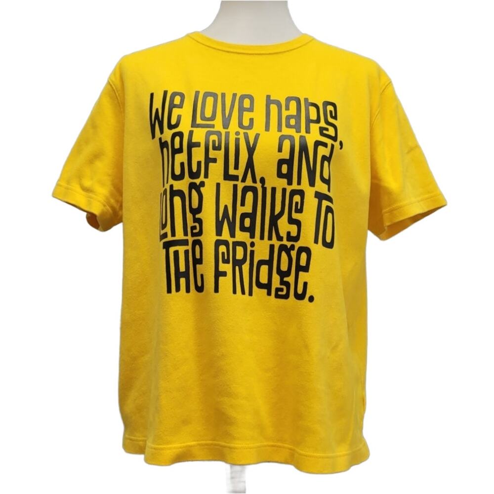 Hand Printed Upcycled Womens XL We Love Naps Netflix Long Walks To Fridge Tee